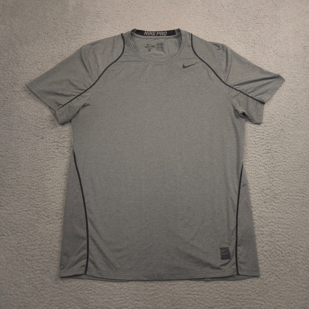 Nike Mens‎ Cool Fitted Dri Fit Shirt XL Gray Stretch Athletic Training Tee